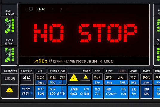 in Display mit einer typischen SPS-Fehlermeldung wie „No program“